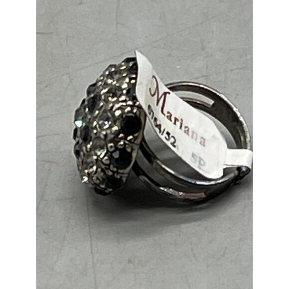 Mariana ring crystals circle one size handmade E-7020 280215 black READ NEW - Picture 3 of 6